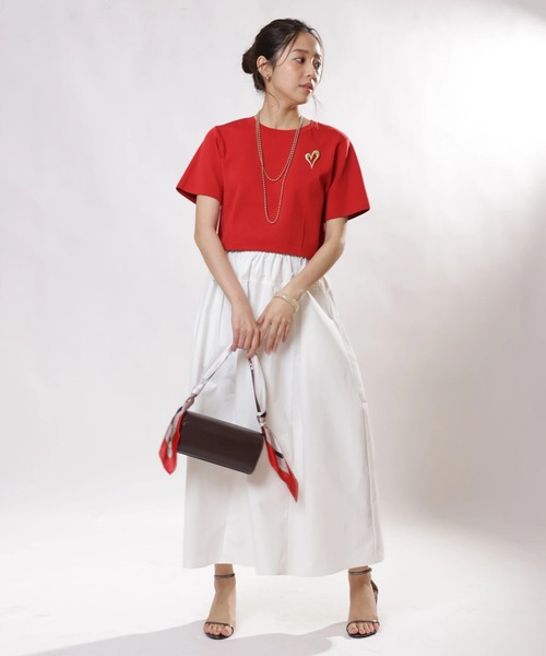 JUSGLITTY（ジャスグリッティー）の「ニットＴ×ドロストスカートＳＥＴ（ワンピース・レディース・ブラック系その他/ピンク/レッド/ネイビー・1/2）」の5枚目の写真