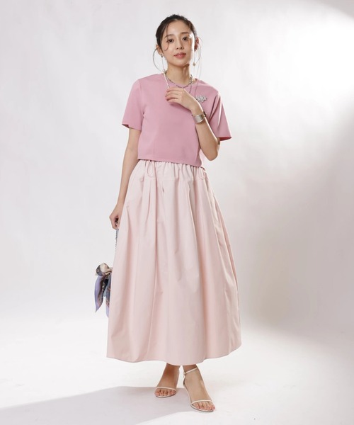 JUSGLITTY（ジャスグリッティー）の「ニットＴ×ドロストスカートＳＥＴ（ワンピース・レディース・ブラック系その他/ピンク/レッド/ネイビー・1/2）」の11枚目の写真