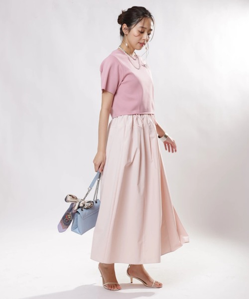 JUSGLITTY（ジャスグリッティー）の「ニットＴ×ドロストスカートＳＥＴ（ワンピース・レディース・ブラック系その他/ピンク/レッド/ネイビー・1/2）」の13枚目の写真