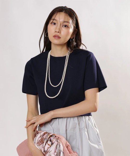 【新品未使用品】JUSGLITTY 切替ドットシアースカートとニット2点 JUSGLITTY（ジャスグリッティー）の「切替ドットシアースカート