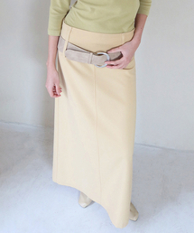 m.m.m（ムー）の「ダブルルックスワイドマキシスカート_ベージュ（スカート）」