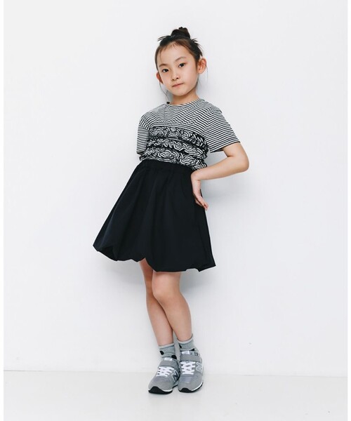 BRANSHES（ブランシェス）の「【b.+A】金子綾/バルーンスカート（スカート・キッズ・シルバー/ブラック・L/XL/M/S）」の4枚目の写真