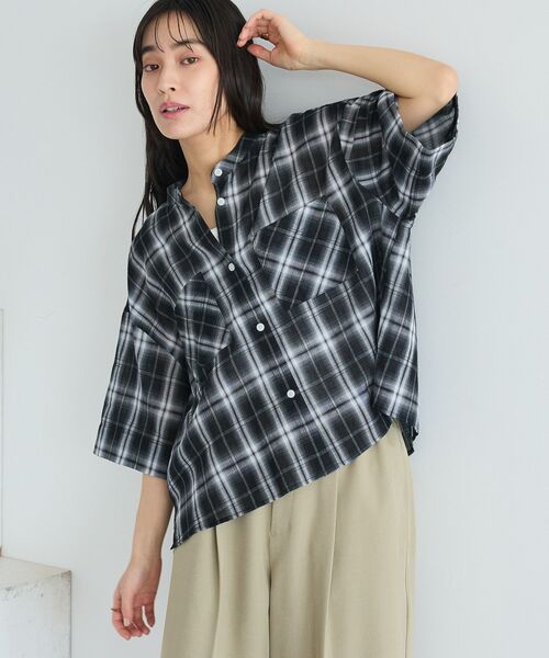 CRAFT STANDARD BOUTIQUE（クラフトスタンダードブティック）の「バックギャザーポンチョシャツ ◆（シャツ/ブラウス・レディース・ブラック系その他3/ホワイト系その他7/ブルー/ライトピンク・FREE）」の14枚目の写真