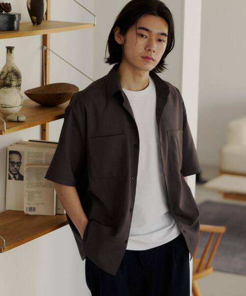 THE SHOP TK (ザ ショップ ティーケー )の「LITE TEX ダブルフラップ半袖シャツ 接触冷感/吸水速乾/UVカット/アンチピリング/イージーケア/洗濯機OK/セットアップ可(シャツ/ブラウス・メンズ・ブラック/ダークグレー/ブルー系その他/オリーブ・03/02/01/04)」の5枚目の写真