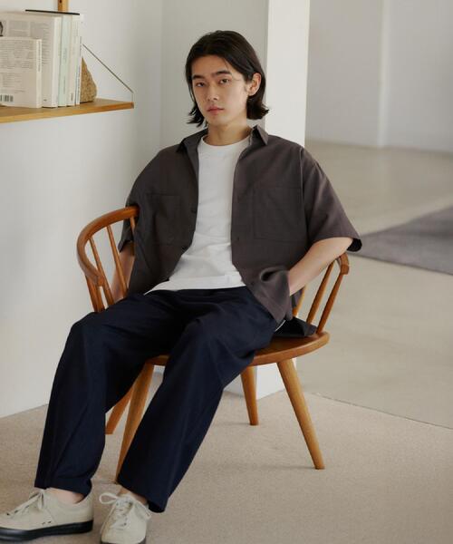 THE SHOP TK (ザ ショップ ティーケー )の「LITE TEX ダブルフラップ半袖シャツ 接触冷感/吸水速乾/UVカット/アンチピリング/イージーケア/洗濯機OK/セットアップ可(シャツ/ブラウス・メンズ・ブラック/ダークグレー/ブルー系その他/オリーブ・03/02/01/04)」の6枚目の写真