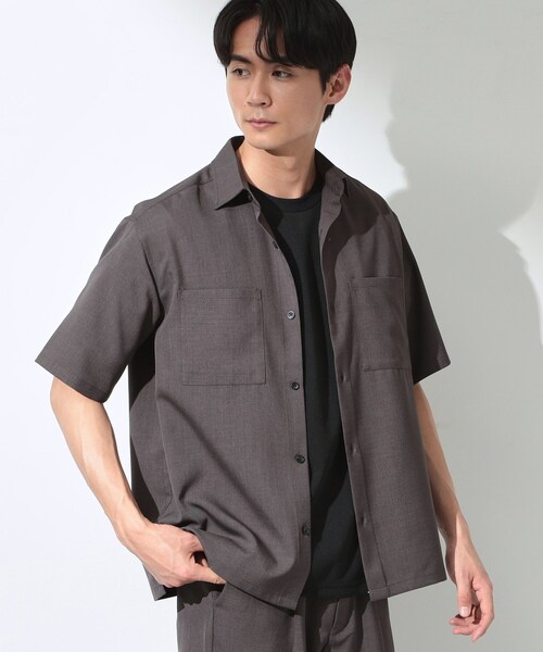 THE SHOP TK (ザ ショップ ティーケー )の「LITE TEX ダブルフラップ半袖シャツ 接触冷感/吸水速乾/UVカット/アンチピリング/イージーケア/洗濯機OK/セットアップ可(シャツ/ブラウス・メンズ・ブラック/ダークグレー/ブルー系その他/オリーブ・03/02/01/04)」の7枚目の写真