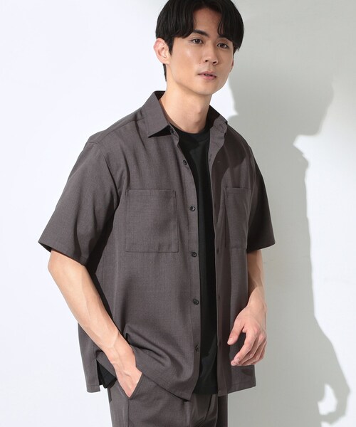 THE SHOP TK (ザ ショップ ティーケー )の「LITE TEX ダブルフラップ半袖シャツ 接触冷感/吸水速乾/UVカット/アンチピリング/イージーケア/洗濯機OK/セットアップ可(シャツ/ブラウス・メンズ・ブラック/ダークグレー/ブルー系その他/オリーブ・03/02/01/04)」の5枚目の写真
