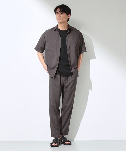 THE SHOP TK (ザ ショップ ティーケー )の「LITE TEX ダブルフラップ半袖シャツ 接触冷感/吸水速乾/UVカット/アンチピリング/イージーケア/洗濯機OK/セットアップ可(シャツ/ブラウス・メンズ・ブラック/ダークグレー/ブルー系その他/オリーブ・03/02/01/04)」の6枚目の写真