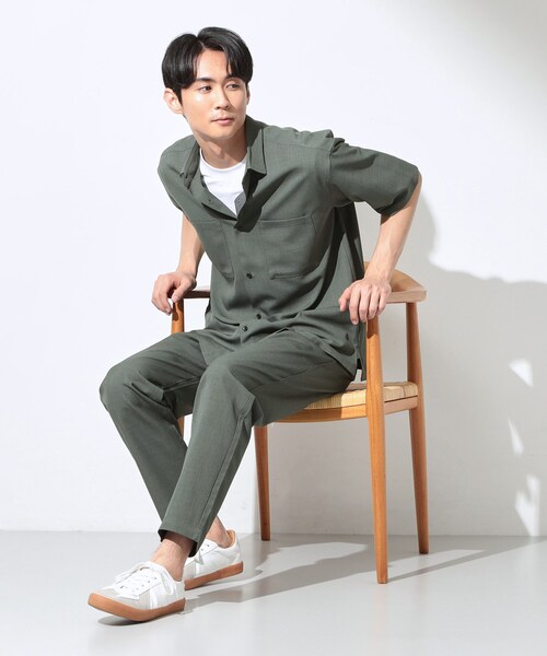 THE SHOP TK (ザ ショップ ティーケー )の「LITE TEX ダブルフラップ半袖シャツ 接触冷感/吸水速乾/UVカット/アンチピリング/イージーケア/洗濯機OK/セットアップ可(シャツ/ブラウス・メンズ・ブラック/ダークグレー/ブルー系その他/オリーブ・03/02/01/04)」の10枚目の写真