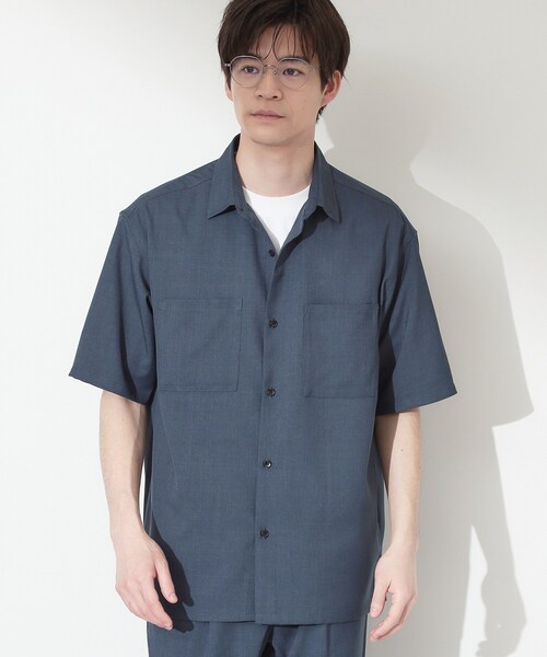 THE SHOP TK (ザ ショップ ティーケー )の「LITE TEX ダブルフラップ半袖シャツ 接触冷感/吸水速乾/UVカット/アンチピリング/イージーケア/洗濯機OK/セットアップ可(シャツ/ブラウス・メンズ・ブラック/ダークグレー/ブルー系その他/オリーブ・03/02/01/04)」の16枚目の写真