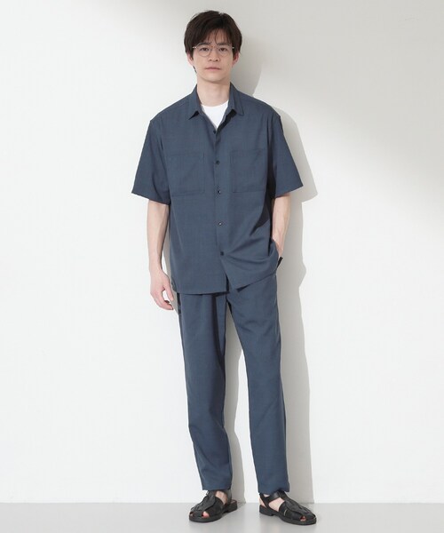 THE SHOP TK (ザ ショップ ティーケー )の「LITE TEX ダブルフラップ半袖シャツ 接触冷感/吸水速乾/UVカット/アンチピリング/イージーケア/洗濯機OK/セットアップ可(シャツ/ブラウス・メンズ・ブラック/ダークグレー/ブルー系その他/オリーブ・03/02/01/04)」の18枚目の写真