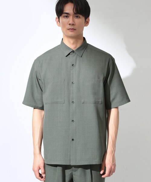 THE SHOP TK (ザ ショップ ティーケー )の「LITE TEX ダブルフラップ半袖シャツ 接触冷感/吸水速乾/UVカット/アンチピリング/イージーケア/洗濯機OK/セットアップ可(シャツ/ブラウス・メンズ・ブラック/ダークグレー/ブルー系その他/オリーブ・03/02/01/04)」の20枚目の写真