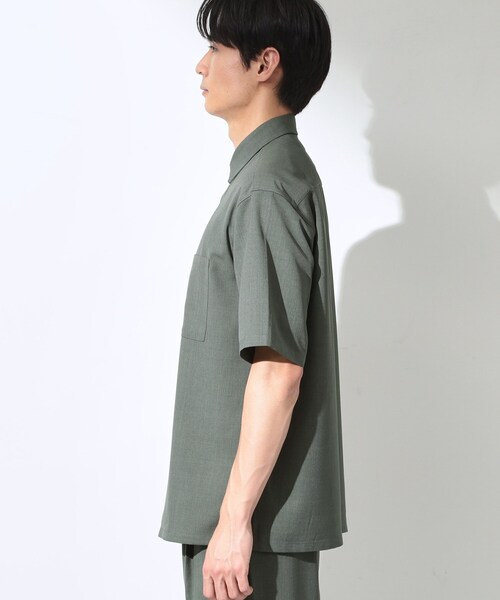 THE SHOP TK (ザ ショップ ティーケー )の「LITE TEX ダブルフラップ半袖シャツ 接触冷感/吸水速乾/UVカット/アンチピリング/イージーケア/洗濯機OK/セットアップ可(シャツ/ブラウス・メンズ・ブラック/ダークグレー/ブルー系その他/オリーブ・03/02/01/04)」の21枚目の写真