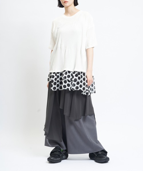 gomme(ゴム)の「リンクスヘムダブルT(Tシャツ/カットソー・レディース・ブラック/ホワイト/パープル・MEDIUM)」の4枚目の写真