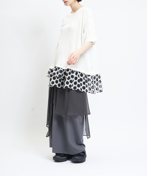 gomme(ゴム)の「リンクスヘムダブルT(Tシャツ/カットソー・レディース・ブラック/ホワイト/パープル・MEDIUM)」の5枚目の写真
