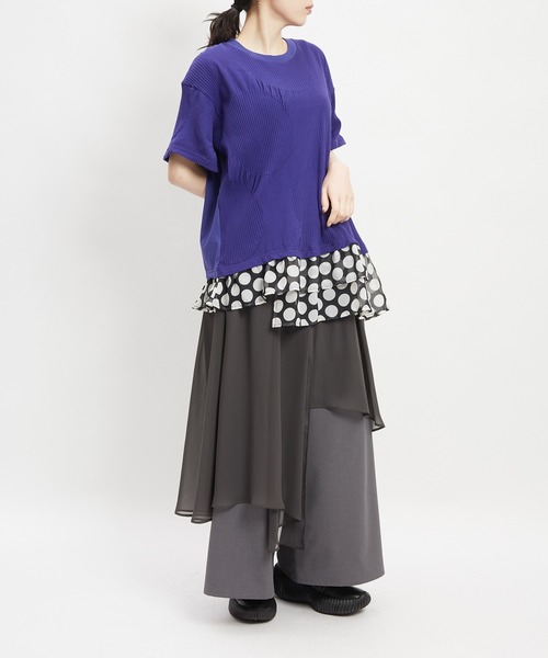 gomme(ゴム)の「リンクスヘムダブルT(Tシャツ/カットソー・レディース・ブラック/ホワイト/パープル・MEDIUM)」の9枚目の写真
