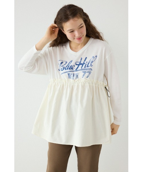 RODEO CROWNS WIDE BOWL(ロデオクラウンズワイドボウル)の「フレアドッキングトップス(その他トップス・レディース・オフホワイト/チャコールグレー/ライトグリーン・FREE)」の2枚目の写真