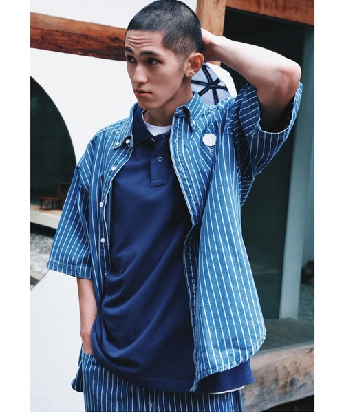 AAPE BY A BATHING APE(エーエイプバイアベイシングエイプ)の「AAPE NOW DENIM SHORTS(stripe)(デニムパンツ・メンズ・ブルー系その他・MEDIUM/X-LARGE/SMALL/LARGE)」の2枚目の写真