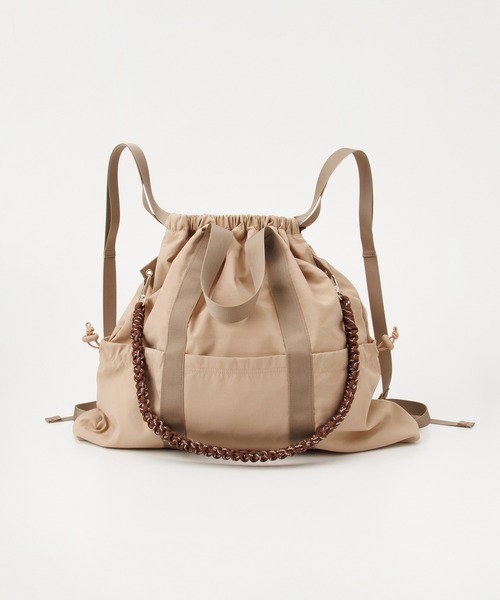 Honeys（ハニーズ）の「【非フッ素撥水加工】マルチｗａｙナップサック（バックパック/リュック・レディース・ベージュ/アイボリー/ブラック・FREE）」の19枚目の写真