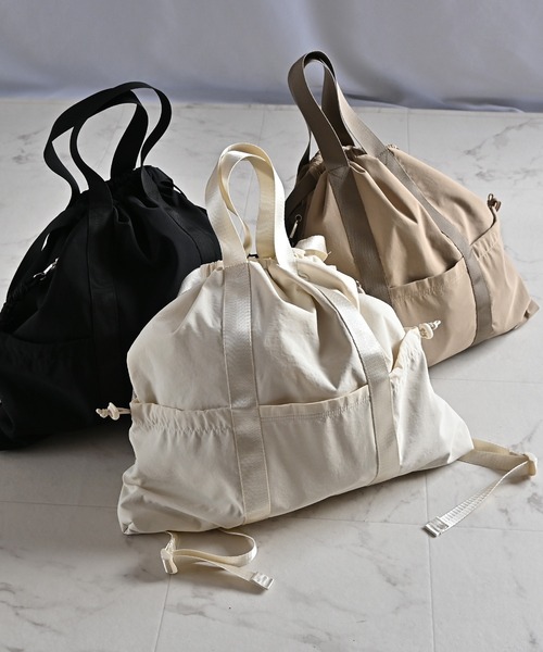 Honeys（ハニーズ）の「【非フッ素撥水加工】マルチｗａｙナップサック（バックパック/リュック・レディース・ベージュ/アイボリー/ブラック・FREE）」の16枚目の写真