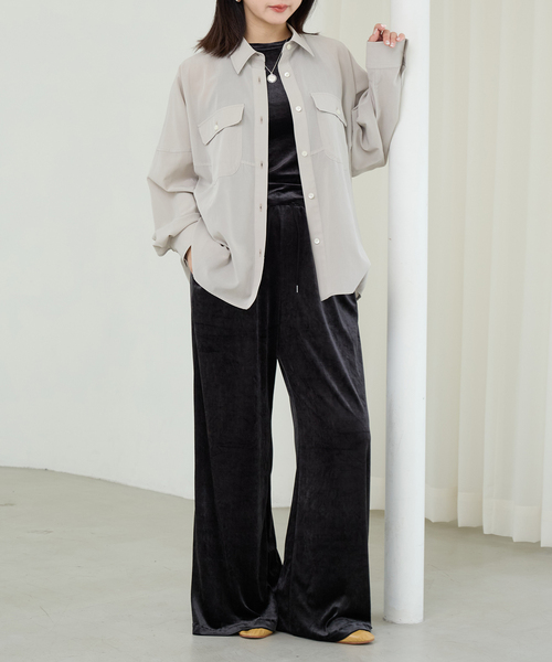 IENA LA BOUCLE(イエナラブークル)の「IENA LA BOUCLE フィブリルシアーシャツ(シャツ/ブラウス・レディース・ベージュ/ブラウン/ブラック・FREE)」の6枚目の写真