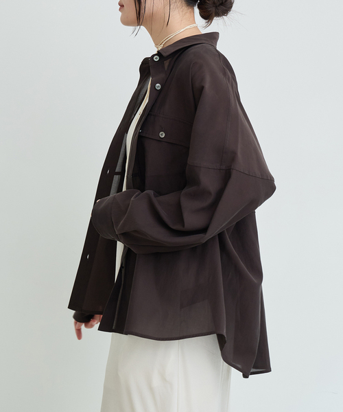 IENA LA BOUCLE(イエナラブークル)の「IENA LA BOUCLE フィブリルシアーシャツ(シャツ/ブラウス・レディース・ベージュ/ブラウン/ブラック・FREE)」の19枚目の写真