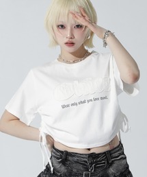 ワッペンロゴ サイドギャザー ピグメントTシャツ