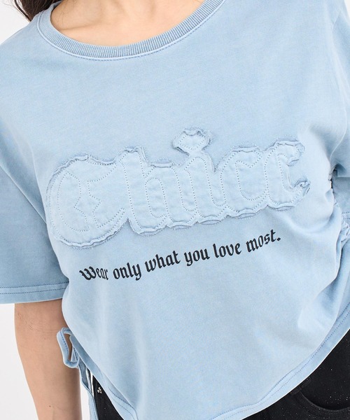 ANAP(アナップ)の「ワッペンロゴ サイドギャザー ピグメントTシャツ(Tシャツ/カットソー・レディース・ホワイト/ブルー/ダークアッシュ・F)」の16枚目の写真