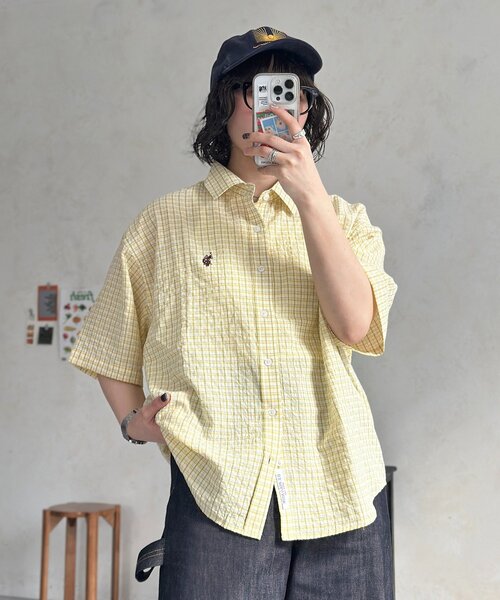 U.S. POLO ASSN.(ユーエスポロアッスン)の「シアサッカー半袖シャツ(シャツ/ブラウス・レディース・ホワイト/レッド/ブラウン/グリーン/アイボリー/ブルー/イエロー/ネイビー・MEDIUM/LARGE)」の7枚目の写真