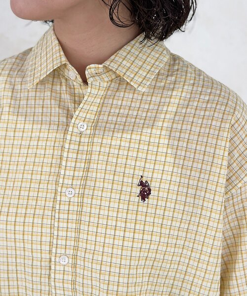 U.S. POLO ASSN.(ユーエスポロアッスン)の「シアサッカー半袖シャツ(シャツ/ブラウス・レディース・ホワイト/レッド/ブラウン/グリーン/アイボリー/ブルー/イエロー/ネイビー・MEDIUM/LARGE)」の10枚目の写真