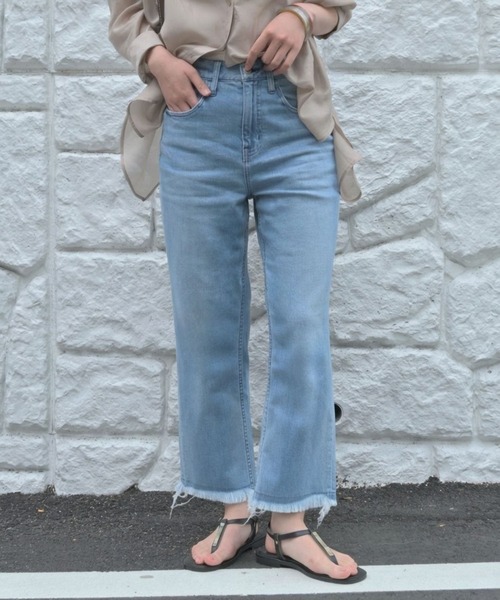 Healthy denim(ヘルシーデニム)の「【healthy denim】Nachos フレアデニムパンツ(デニムパンツ・レディース・ライトブルー・38/36/34)」の1枚目の写真