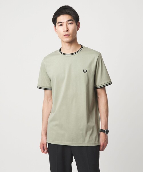 FRED PERRY(フレッドペリー)の「<FRED PERRY>ツインティップ Tシャツ(Tシャツ/カットソー・メンズ・オフホワイト/オリーブ/ネイビー/ブラック・M/XL/L)」の3枚目の写真