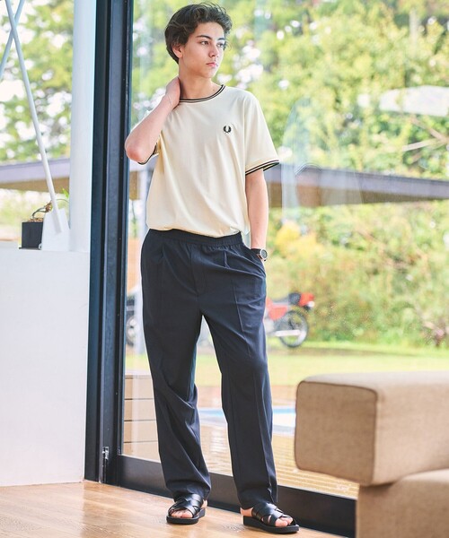 FRED PERRY(フレッドペリー)の「<FRED PERRY>ツインティップ Tシャツ(Tシャツ/カットソー・メンズ・オフホワイト/オリーブ/ネイビー/ブラック・M/XL/L)」の5枚目の写真