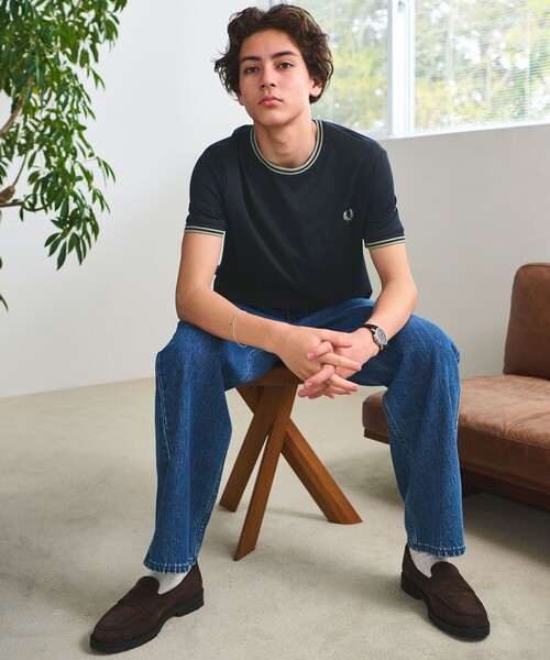 FRED PERRY(フレッドペリー)の「<FRED PERRY>ツインティップ Tシャツ(Tシャツ/カットソー・メンズ・オフホワイト/オリーブ/ネイビー/ブラック・M/XL/L)」の6枚目の写真