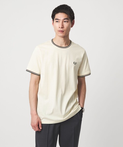 FRED PERRY(フレッドペリー)の「<FRED PERRY>ツインティップ Tシャツ(Tシャツ/カットソー・メンズ・オフホワイト/オリーブ/ネイビー/ブラック・M/XL/L)」の9枚目の写真