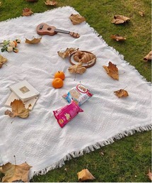 ammy.（エイミードット）の「【 ammy. / エイミードット 】 ニュアンス ジャガード フリンジ マルチ ラグ / ブランケット（ブランケット）」