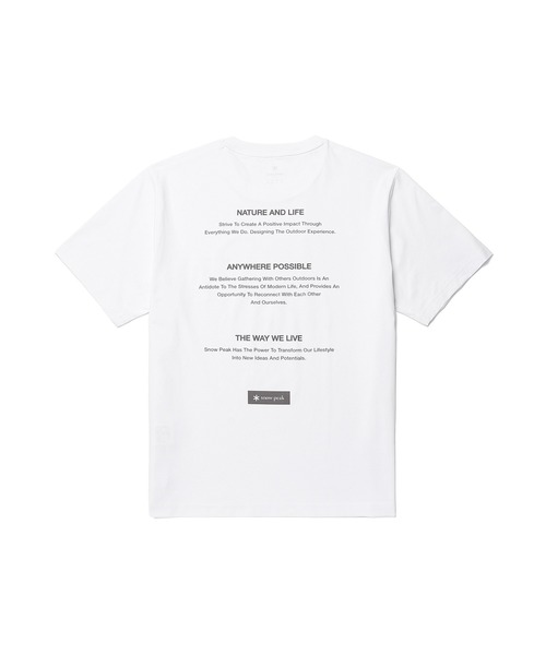 Snow Peak(スノーピーク)の「Snow Peak / Quick-Dry Lettering S/S T-Shirt クイックドライ レタリング S/S Tシャツ 海外限定(Tシャツ/カットソー・メンズ・スミクロ/ホワイト/グレイッシュブルー・M/L/XL/2XL)」の1枚目の写真