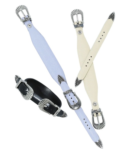 TOGA PULLA(トーガ プルラ)の「【TOGA TOO/トーガトゥー】Narrow double buckle bangle/ナローダブルバックルバングル(バングル/リストバンド・レディース・パープル/イエロー/ブラック・FREE)」の4枚目の写真