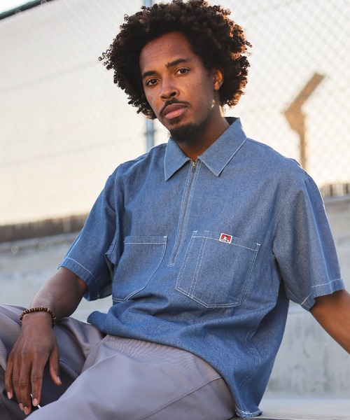 HALF ZIP DENIM SHIRTS（Tシャツ/カットソー）｜BEN DAVIS（ベン