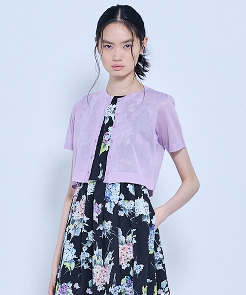 TOCCA(トッカ)の「SHEER JEWEL KNIT シアーニットカーディガン(カーディガン/ボレロ・レディース・ライラック系/オールドローズ系/ブラウン系・MEDIUM/SMALL)」の1枚目の写真
