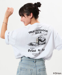KAVU | KAVU/カブー 限定展開 KAVU×ORION 別注 ビッグシルエット アニマルバックプリント クルーネック Tシャツ / ラッコ / ビール(Tシャツ/カットソー)