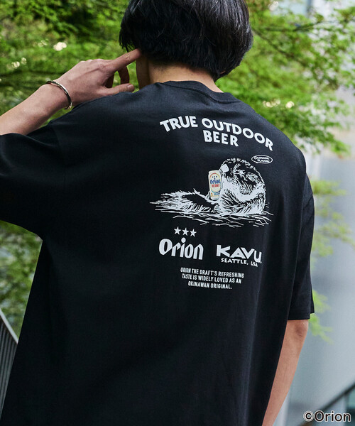KAVU(カブー)の「KAVU/カブー 限定展開 KAVU×ORION 別注 ビッグシルエット アニマルバックプリント クルーネック Tシャツ / ラッコ / ビール(Tシャツ/カットソー・メンズ・杢グレー/ベージュ/ホワイト/ブラック・SMALL/LARGE/MEDIUM)」の2枚目の写真