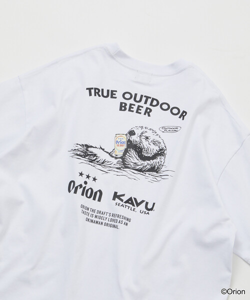 KAVU(カブー)の「KAVU/カブー 限定展開 KAVU×ORION 別注 ビッグシルエット アニマルバックプリント クルーネック Tシャツ / ラッコ / ビール(Tシャツ/カットソー・メンズ・杢グレー/ベージュ/ホワイト/ブラック・SMALL/LARGE/MEDIUM)」の7枚目の写真