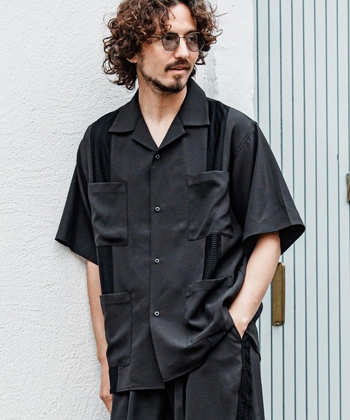 CAMBIO(カンビオ)の「mhs2639- ストレッチショートスリーブキューバシャツ(シャツ/ブラウス・メンズ・ブラック/グレー/ベージュ・XL/L/M)」の13枚目の写真
