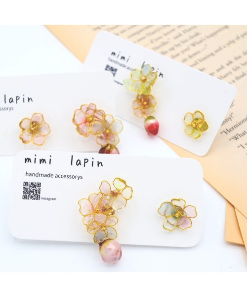tone（トーン）の「【mimi lapin】お花見ピアスB(MA)（ピアス（両耳用）・レディース・ホワイト・FREE）」の3枚目の写真