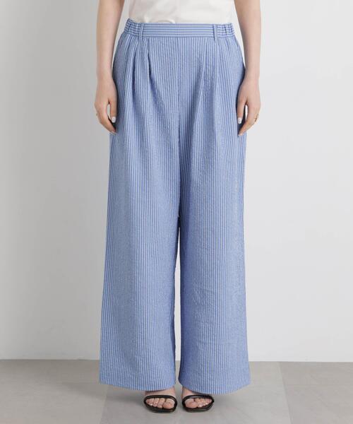 THOUSAND MILE(サウザンドマイル)の「THOUSAND MILE/SEERSUCKER STRIPE WIDE PANTS(セットアップ可)(その他パンツ・レディース・ライトブルー・L/M)」の9枚目の写真