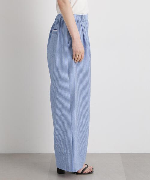 THOUSAND MILE(サウザンドマイル)の「THOUSAND MILE/SEERSUCKER STRIPE WIDE PANTS(セットアップ可)(その他パンツ・レディース・ライトブルー・L/M)」の10枚目の写真