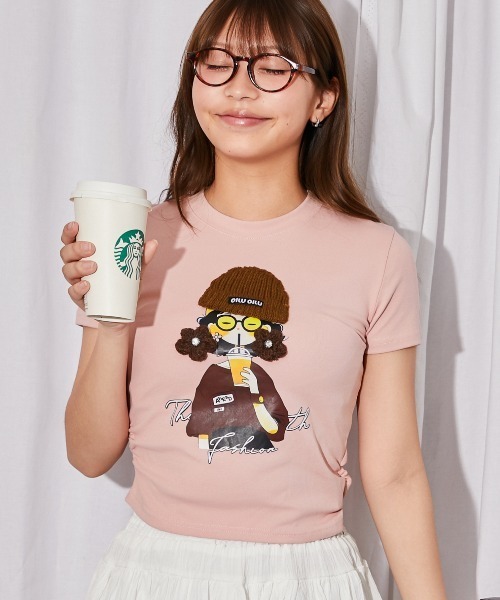 GORGE(ゴージ)の「《帽子女の子キャラ》立体デザインTシャツ/ストリート×Y2K/春夏/全3色(Tシャツ/カットソー・レディース・ブラック/オフホワイト/ピンク・F)」の4枚目の写真