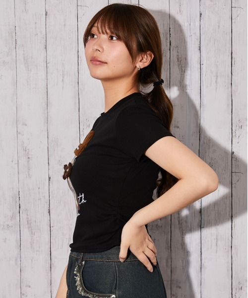 GORGE(ゴージ)の「《帽子女の子キャラ》立体デザインTシャツ/ストリート×Y2K/春夏/全3色(Tシャツ/カットソー・レディース・ブラック/オフホワイト/ピンク・F)」の10枚目の写真