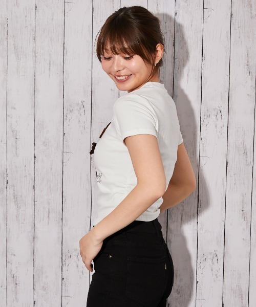 GORGE(ゴージ)の「《帽子女の子キャラ》立体デザインTシャツ/ストリート×Y2K/春夏/全3色(Tシャツ/カットソー・レディース・ブラック/オフホワイト/ピンク・F)」の13枚目の写真